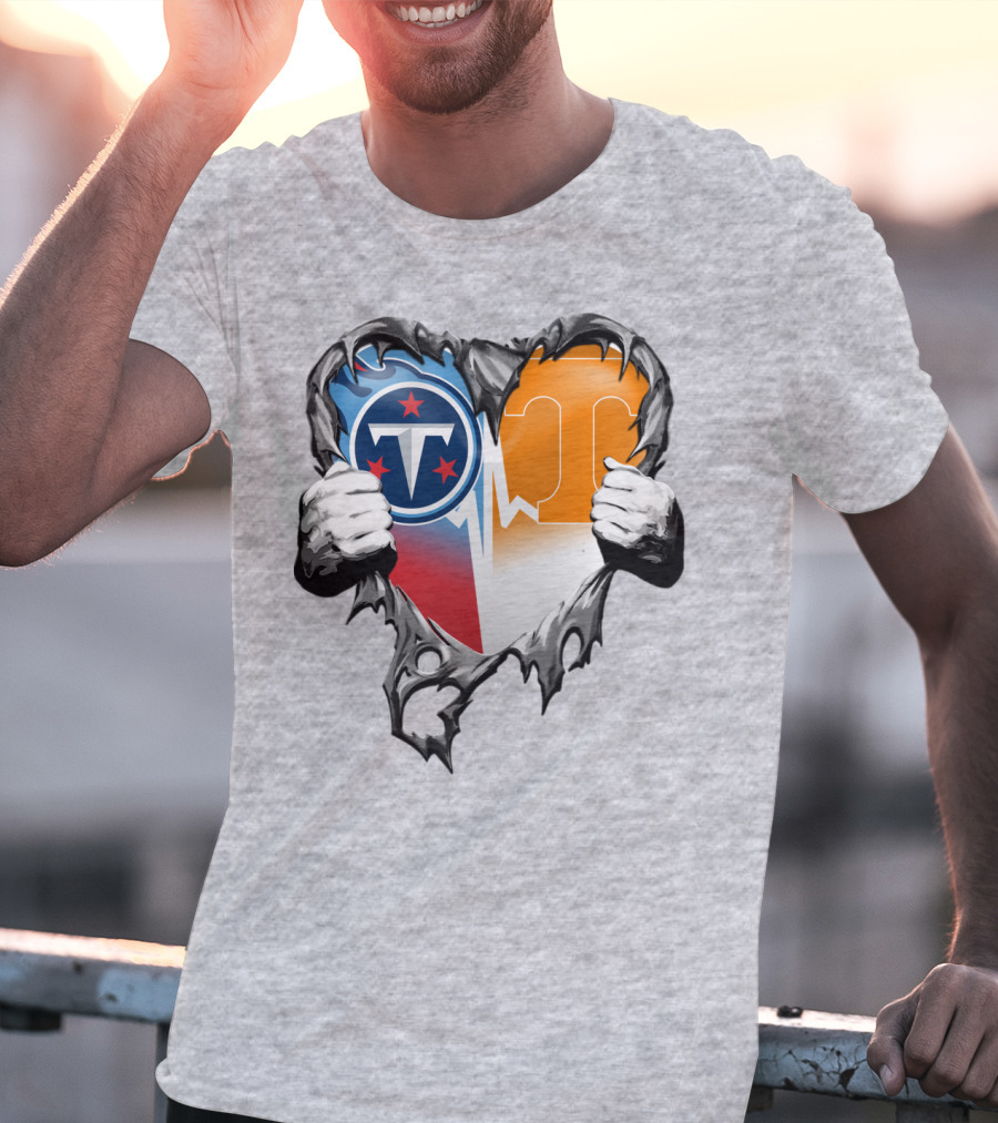 Tennessee Titans And Volunteers Heart T-Shirt