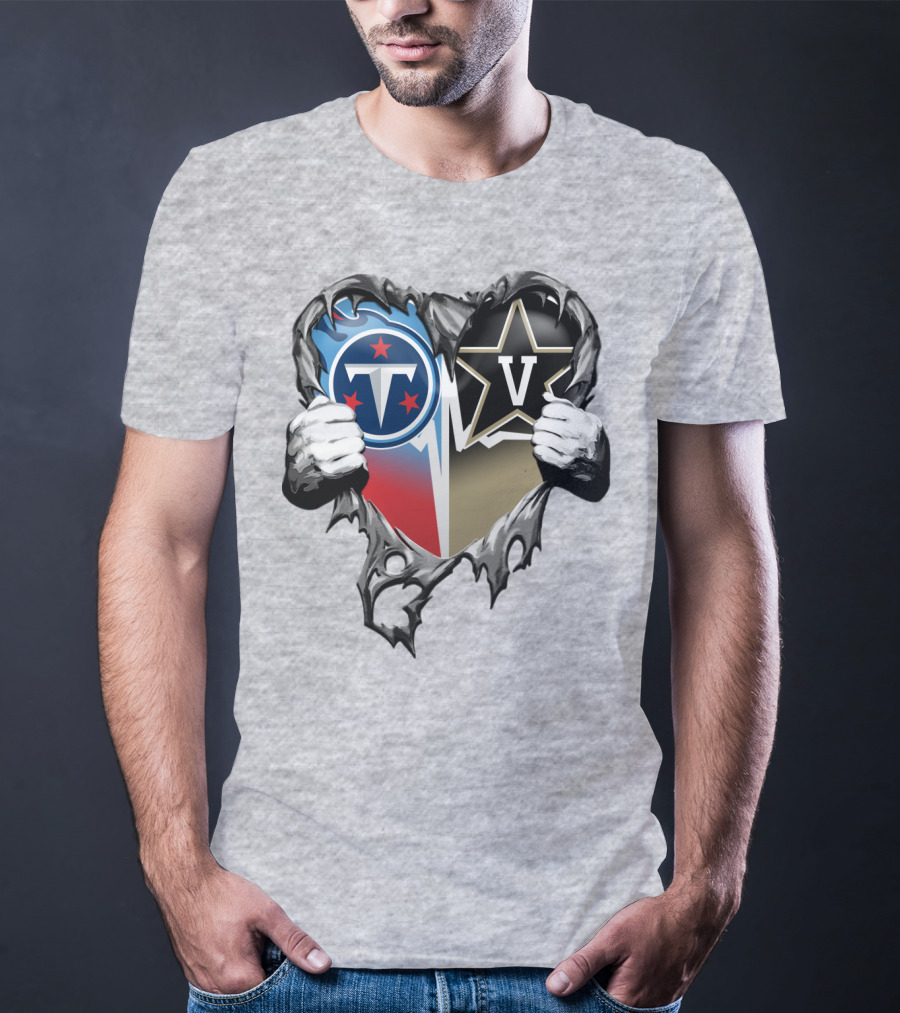 Tennessee Titans And Vanderbilt Commodores Heart T-Shirt