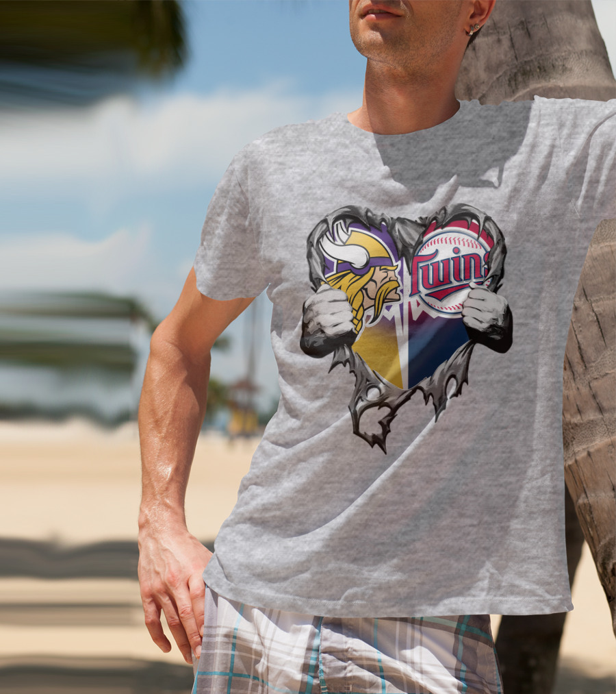 Vikings Twins Heart Logo Fusion T-Shirt