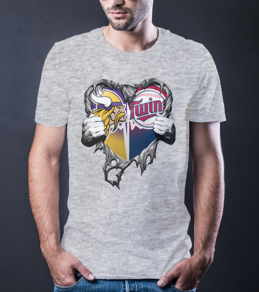 Vikings Twins Heart Logo Fusion T-Shirt