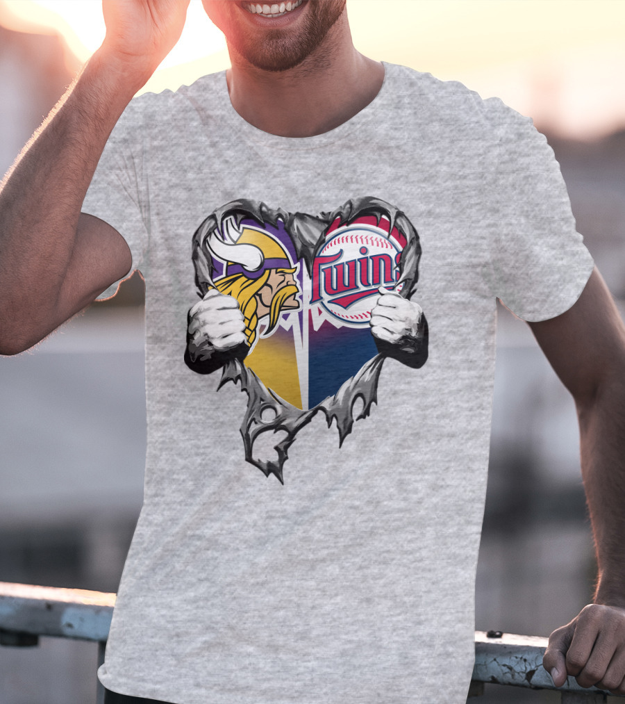Vikings Twins Heart Logo Fusion T-Shirt