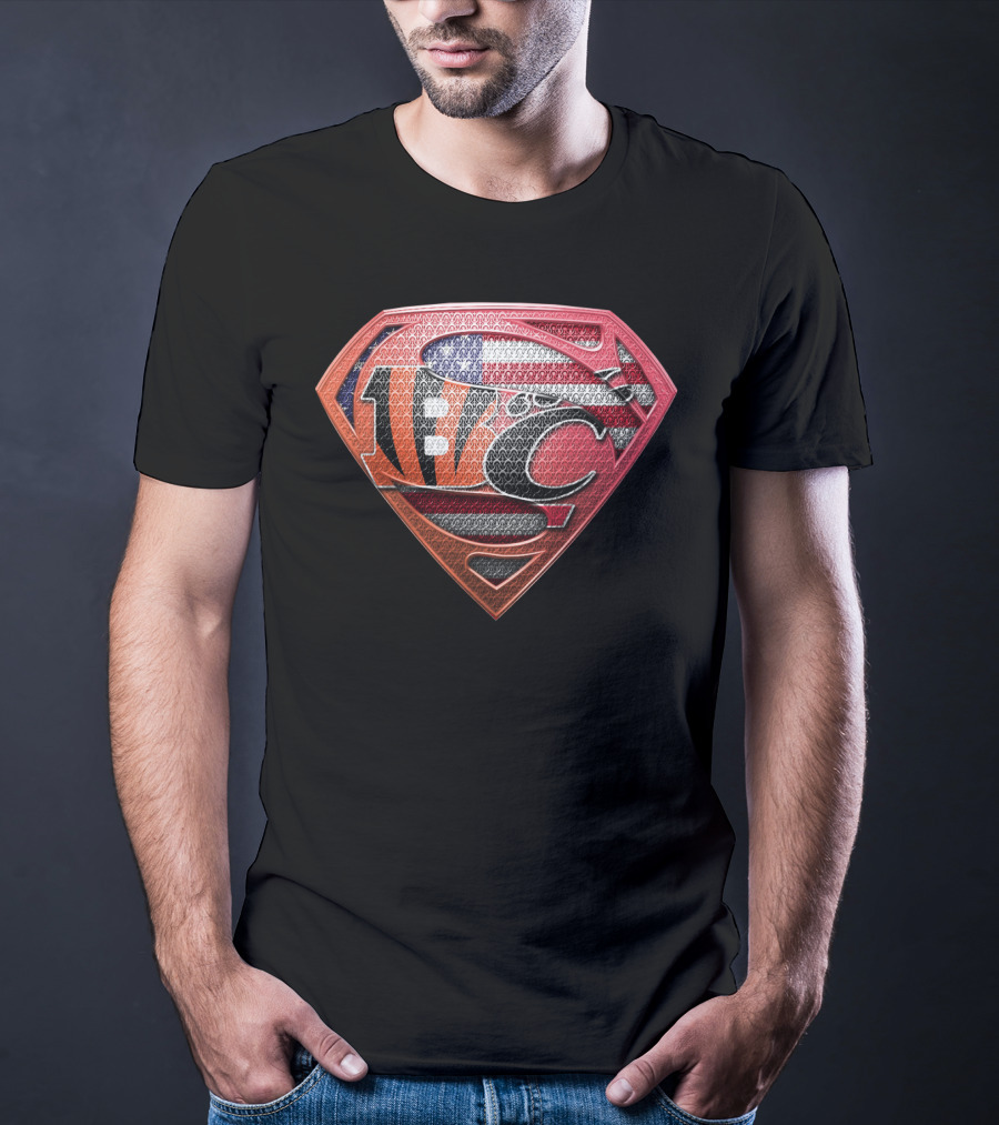Nfl Afc Superman Shield With American Flag And Superhero T-Shirt