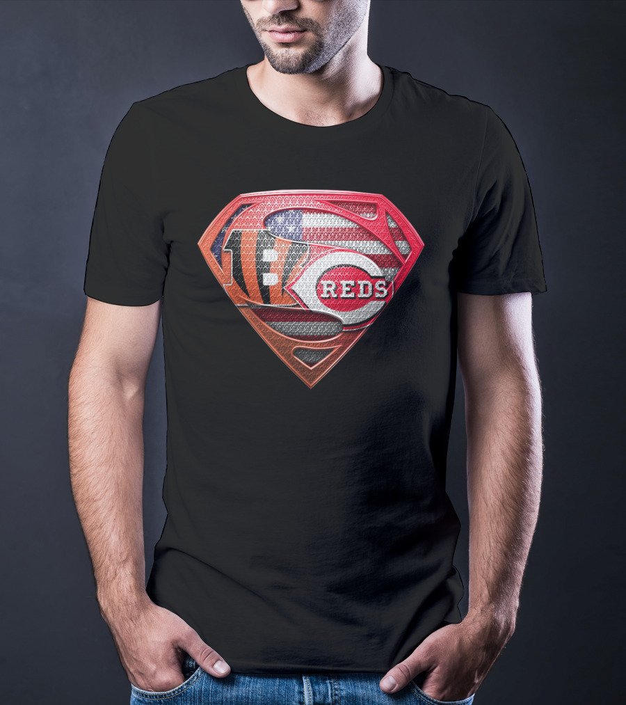 Reds Bengals Superman Usa Flag T-Shirt