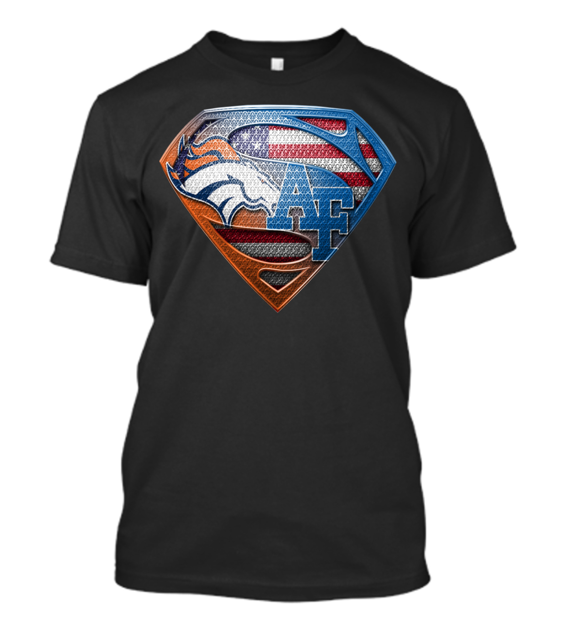 Denver Broncos Air Force Usa Flag Shield T-Shirt