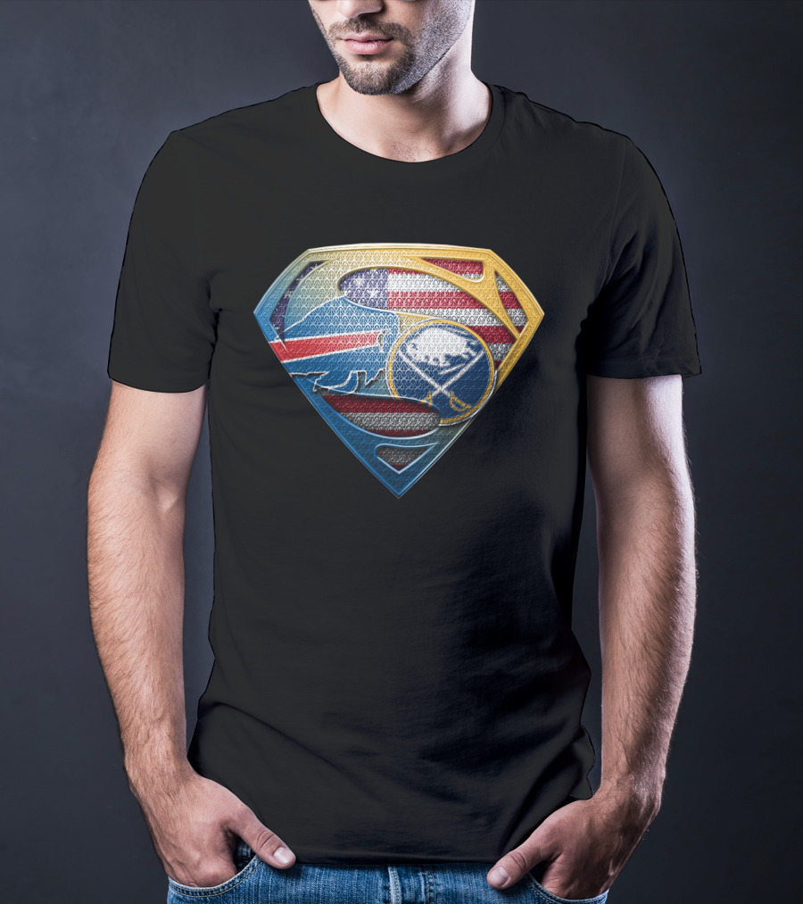Buffalo Sabres American Flag Superman Logo Mashup T-Shirt