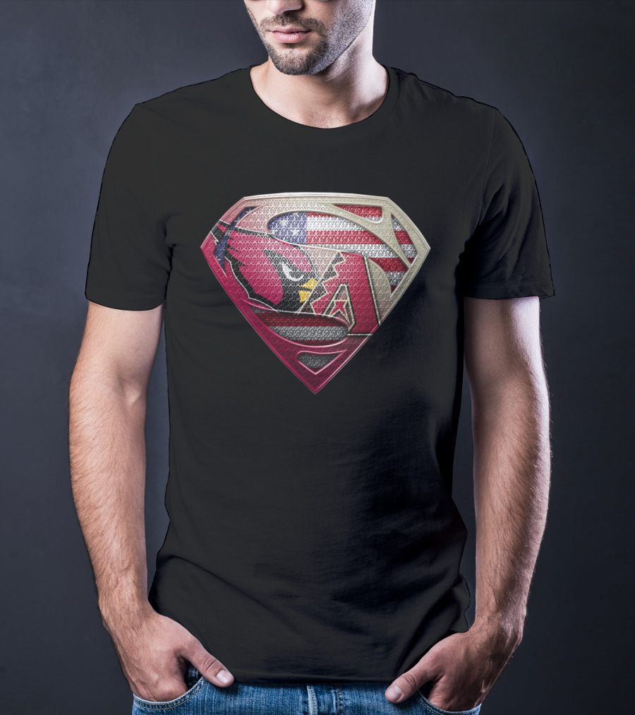 Arizona Cardinals Superman Logo American Flag T-Shirt
