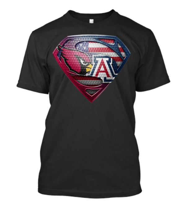 Arizona Cardinals Usa Flag Arizona Wildcats Superman Shield T-Shirt