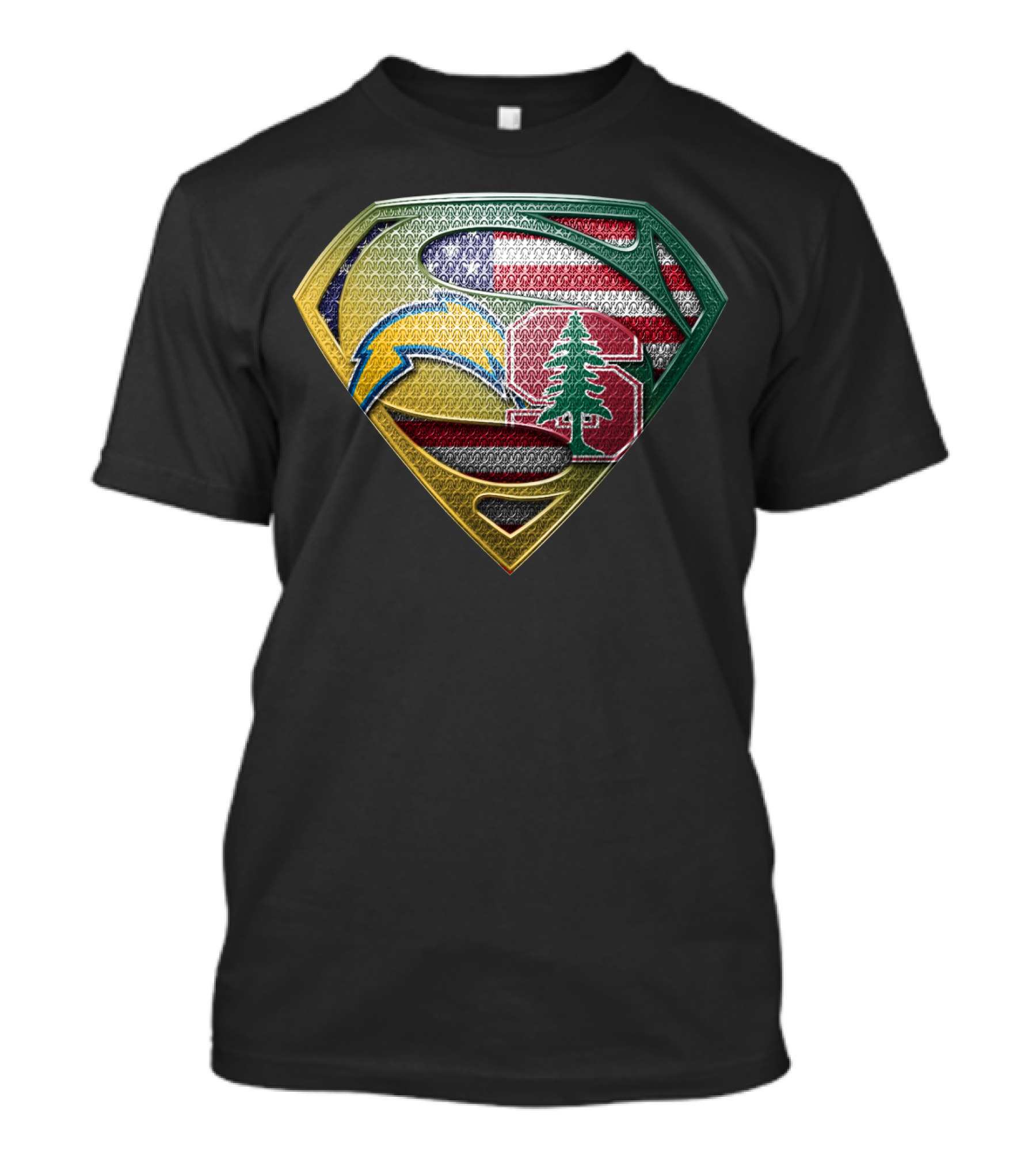 San Diego Chargers Superman Stanford Tree American Flag Combination T-Shirt
