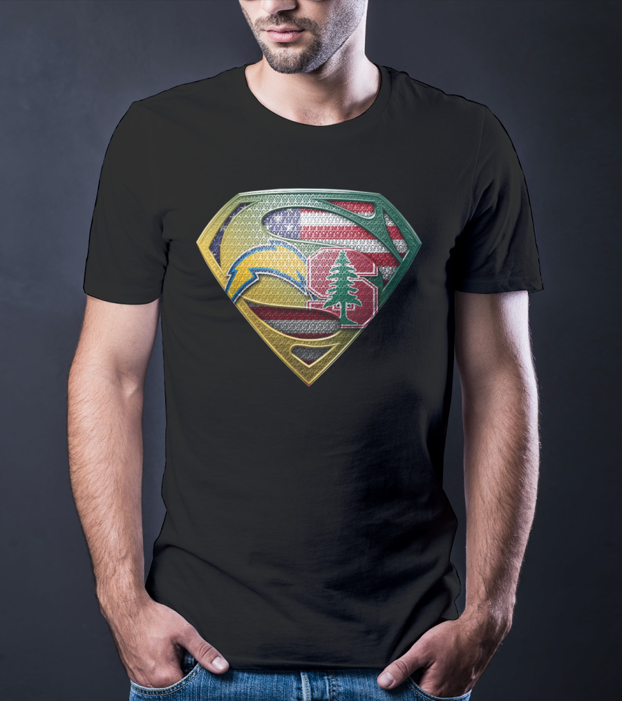 San Diego Chargers Superman Stanford Tree American Flag Combination T-Shirt