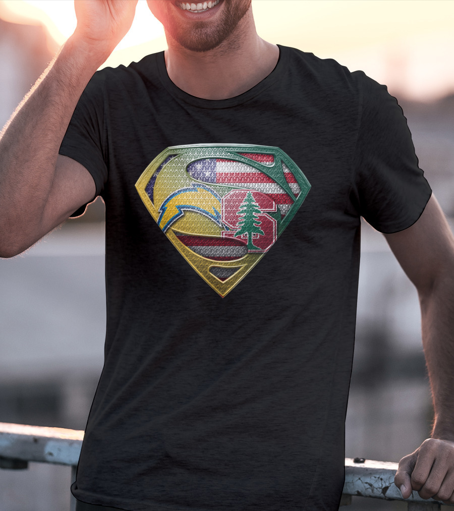San Diego Chargers Superman Stanford Tree American Flag Combination T-Shirt