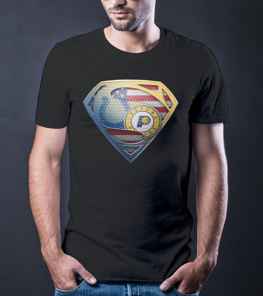 Indianapolis Colts Superman Logo American Flag T-Shirt