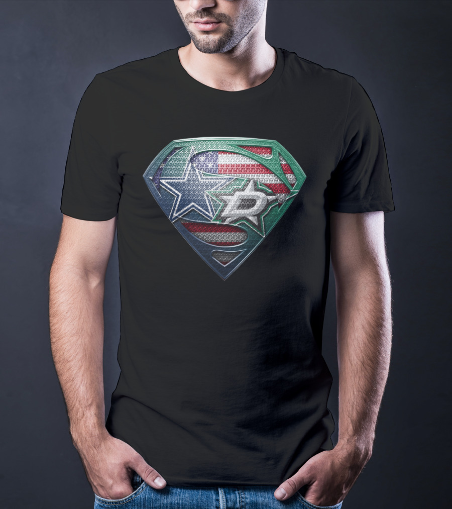 Dallas Stars Superman Shield With American Flag Elements T-Shirt