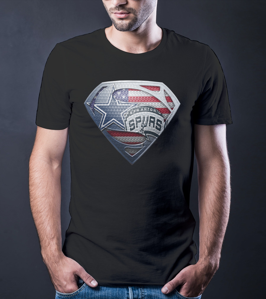 San Antonio Spurs American Flag Superman Shield T-Shirt