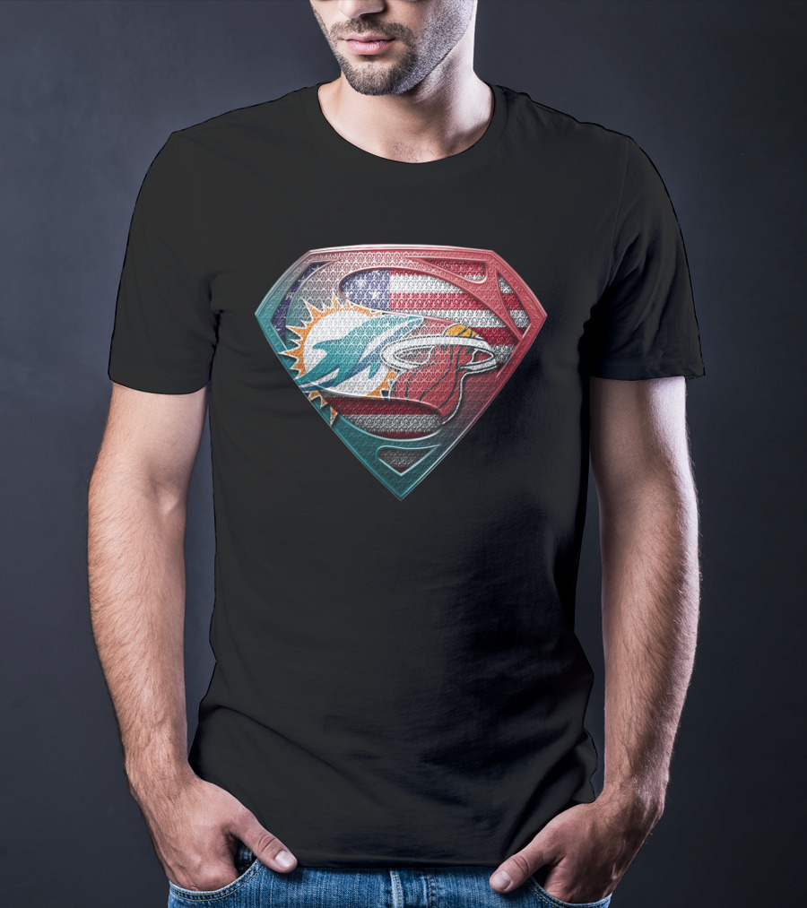 Superman Miami Dolphins American Flag T-Shirt
