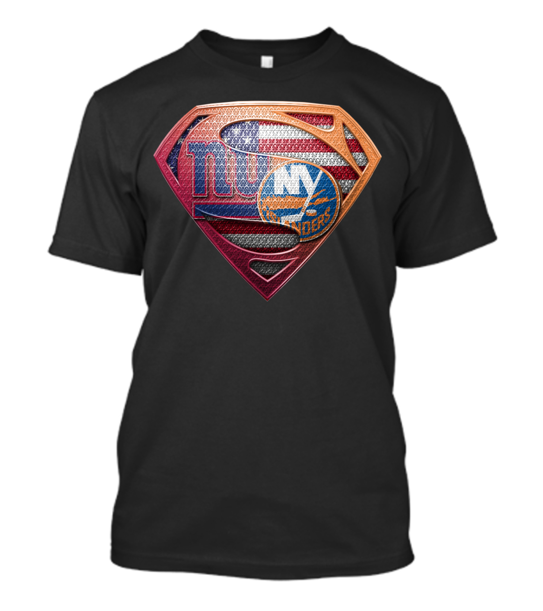 Ny Giants Ny Islanders American Flag Superman Shield Sspus063 T-Shirt
