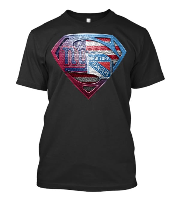 Ny Giants New York Rangers American Flag Superman Shield T-Shirt
