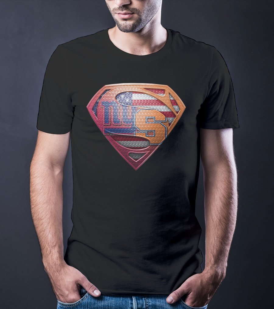 Superman Shield American Flag New York Giants Syracuse T-Shirt