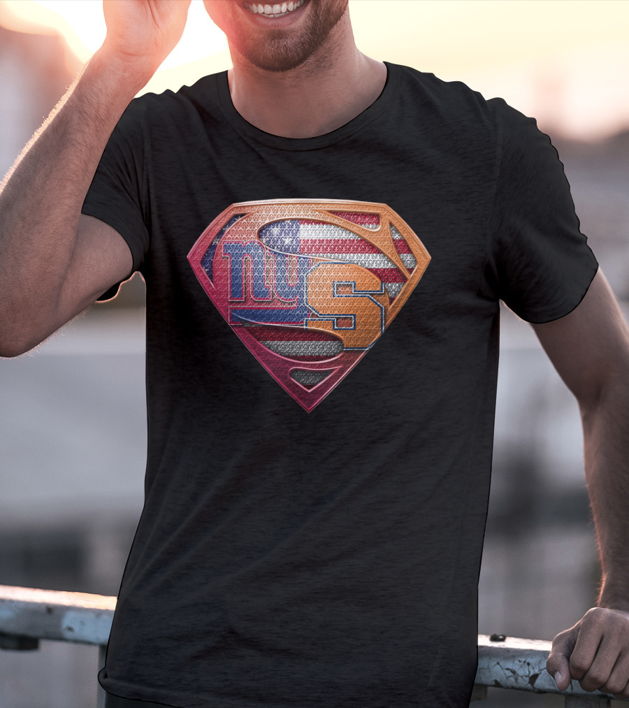 Superman Shield American Flag New York Giants Syracuse T-Shirt