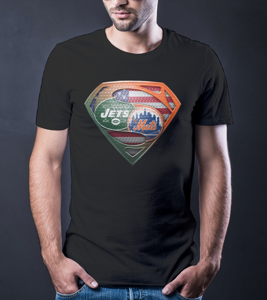 American Flag New York Jets Mets Superman Shield Sspus069 T-Shirt