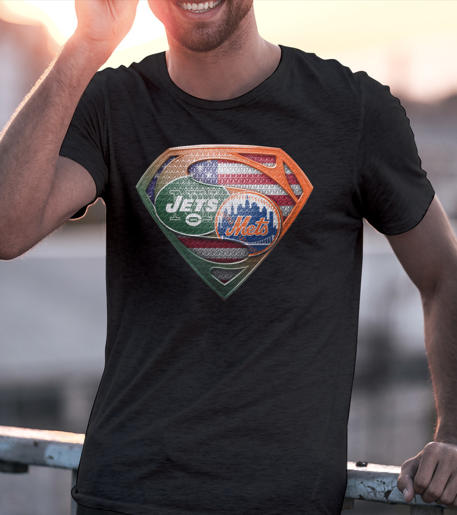 American Flag New York Jets Mets Superman Shield Sspus069 T-Shirt