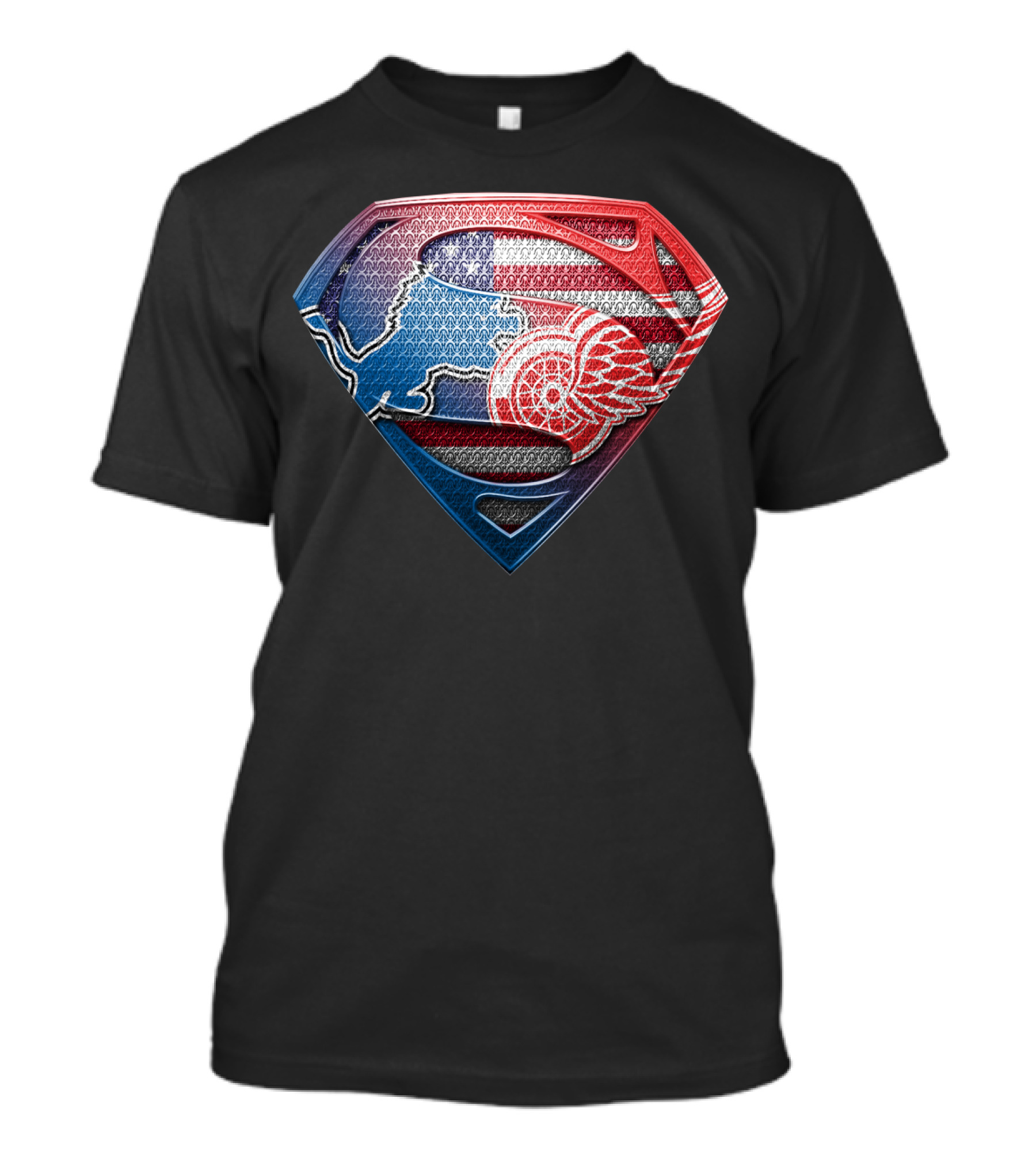 Superman Detroit Lions And Red Wings American Flag T-Shirt