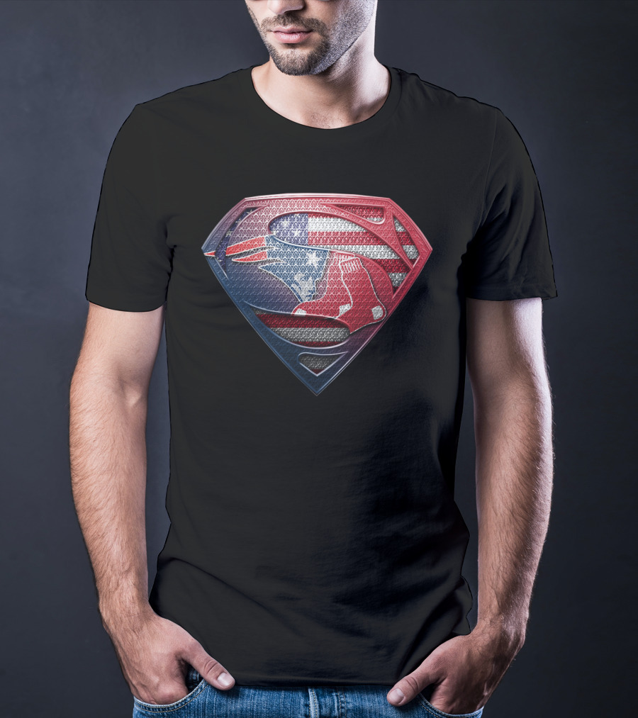 Superman Red Sox American Flag T-Shirt