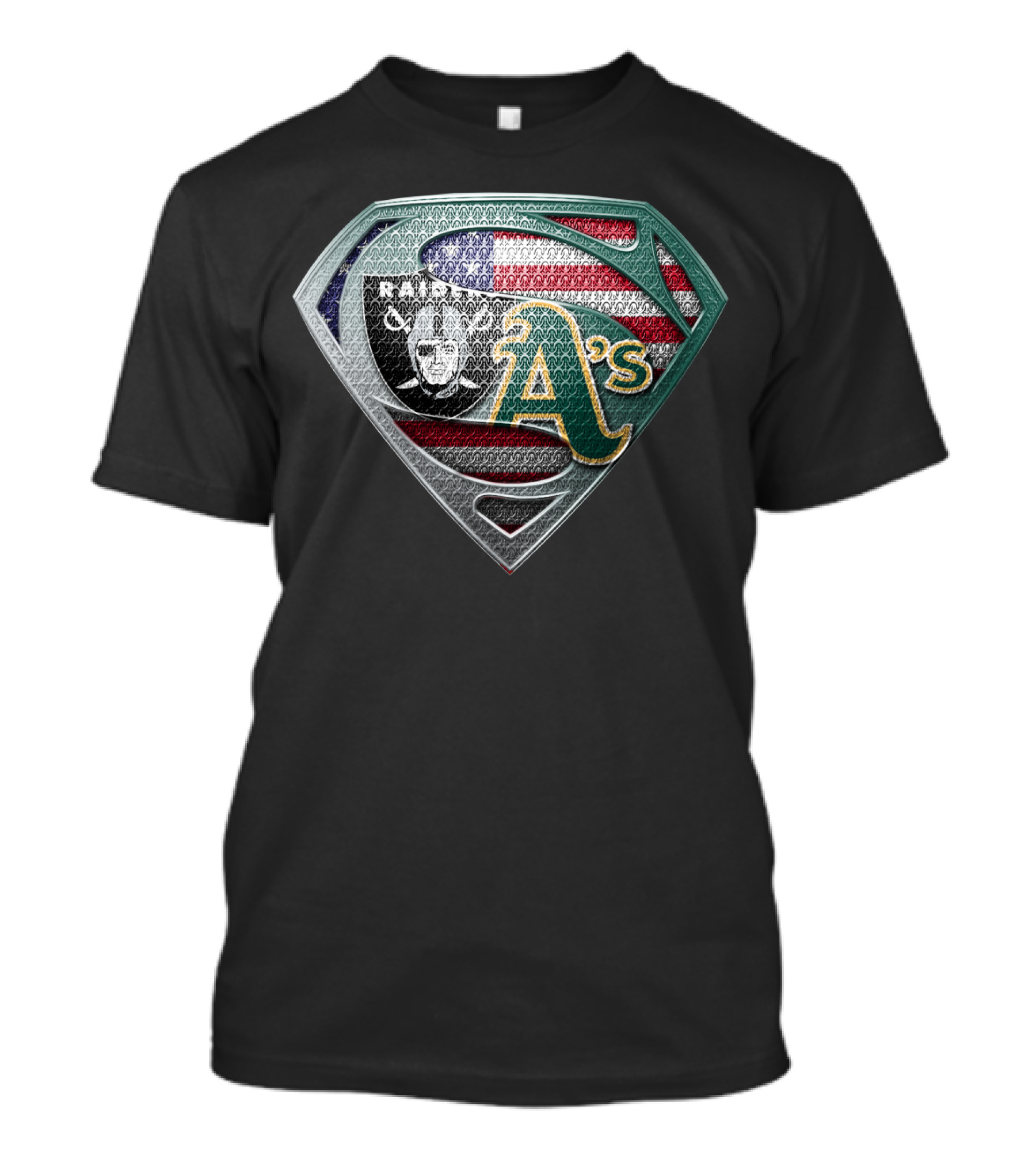 Raiders A's American Flag Superman T-Shirt