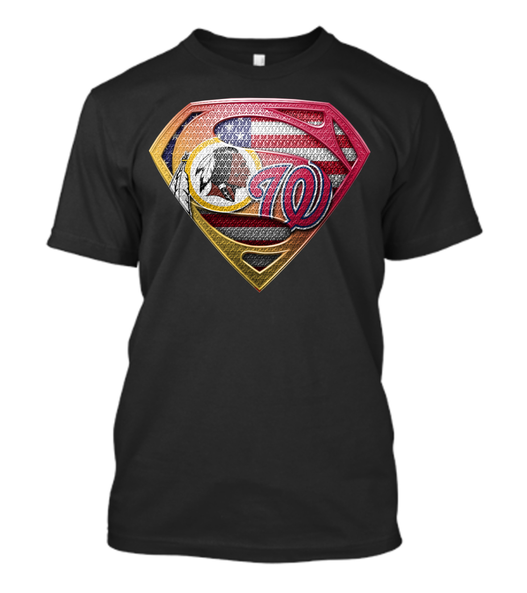 Washington Redskins Nationals Superman Logo American Flag T-Shirt