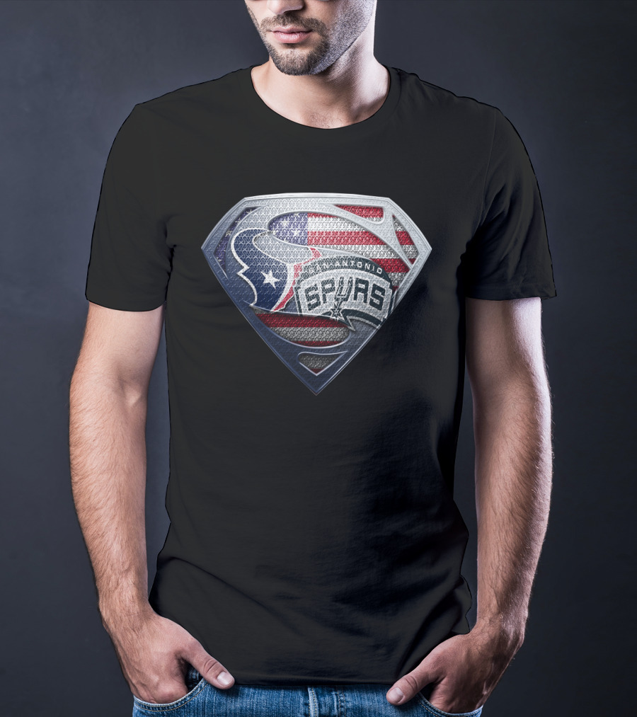 San Antonio Spurs Superman Logo Texas Flag T-Shirt