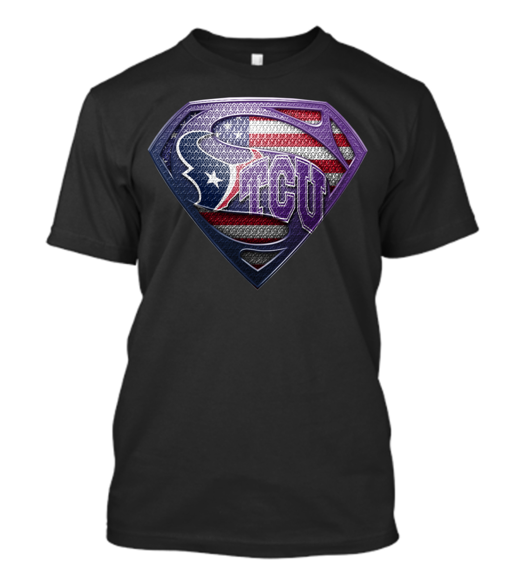Houston Texans Tcu Superman Usa Flag T-Shirt
