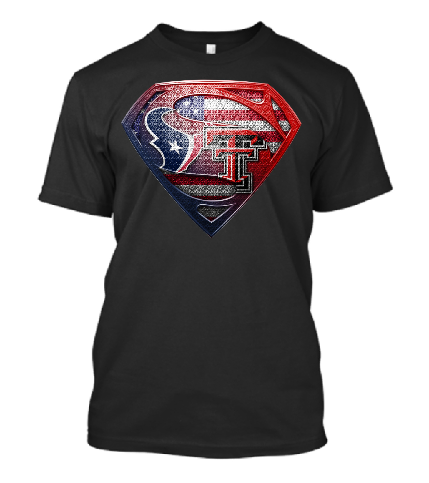 Superman Texas Tech University Houston Texans American Flag T-Shirt