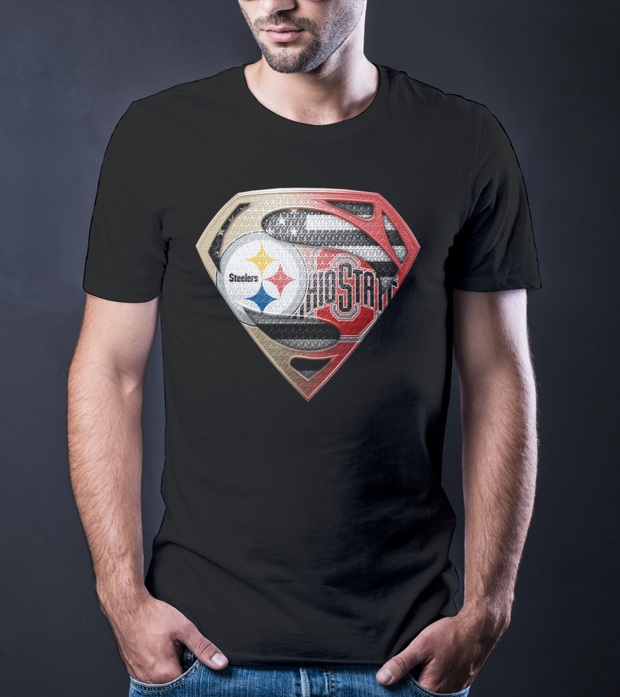 Steelers Ohio State Superman Logo Fusion T-Shirt