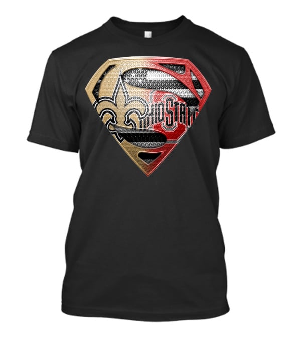 Ohio State Buckeyes New Orleans Saints Superman Logo Fusion T-Shirt