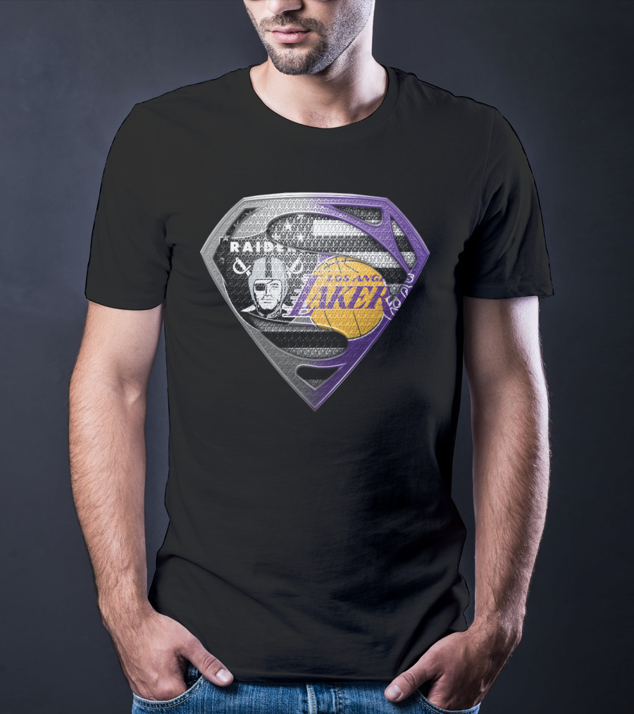 Los Angeles Lakers And Raiders Super Shield T-Shirt