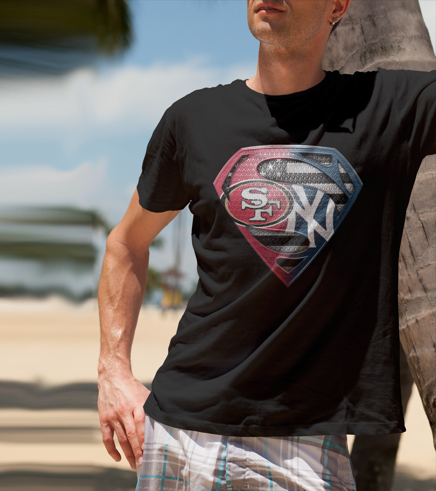 Sf San Francisco 49ers New York Yankees Superman Shield T-Shirt
