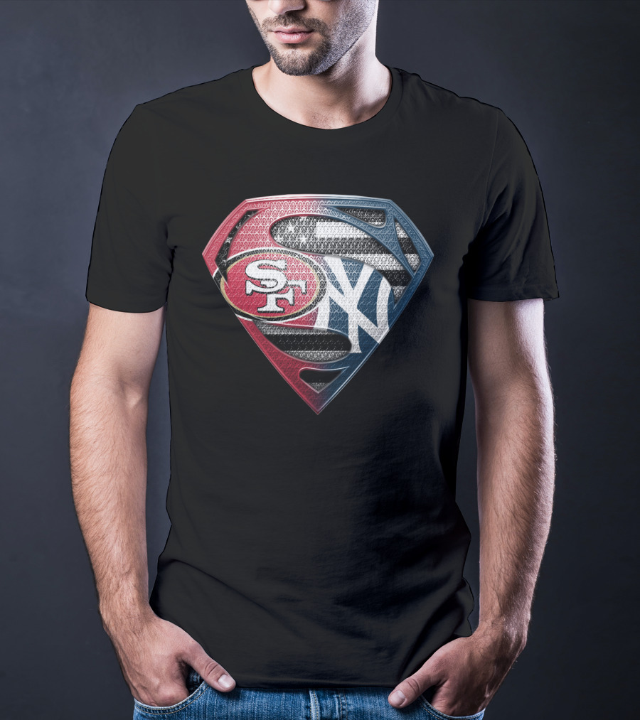 Sf San Francisco 49ers New York Yankees Superman Shield T-Shirt