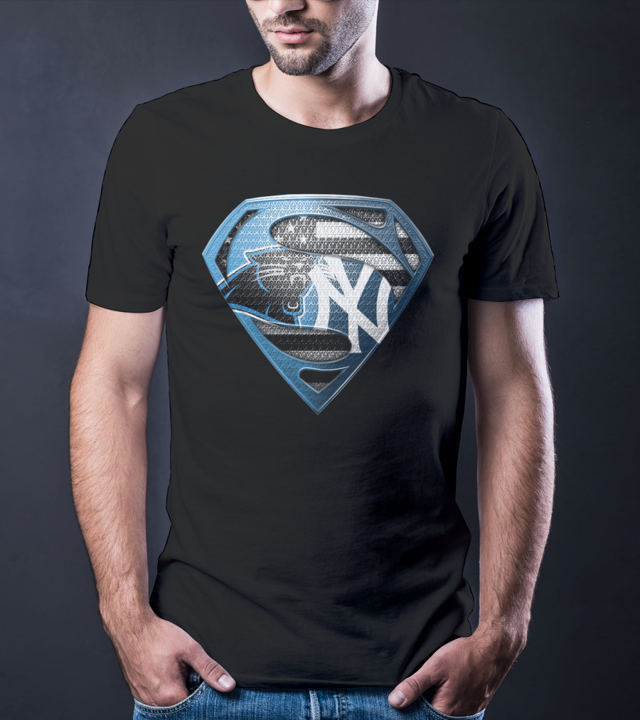 New York Yankees Carolina Panthers Superman Logo Mashup T-Shirt