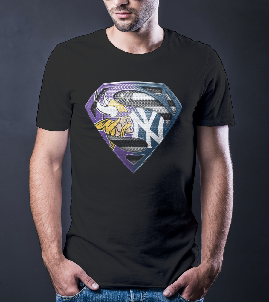 Minnesota Vikings And New York Yankees Super Shield T-Shirt