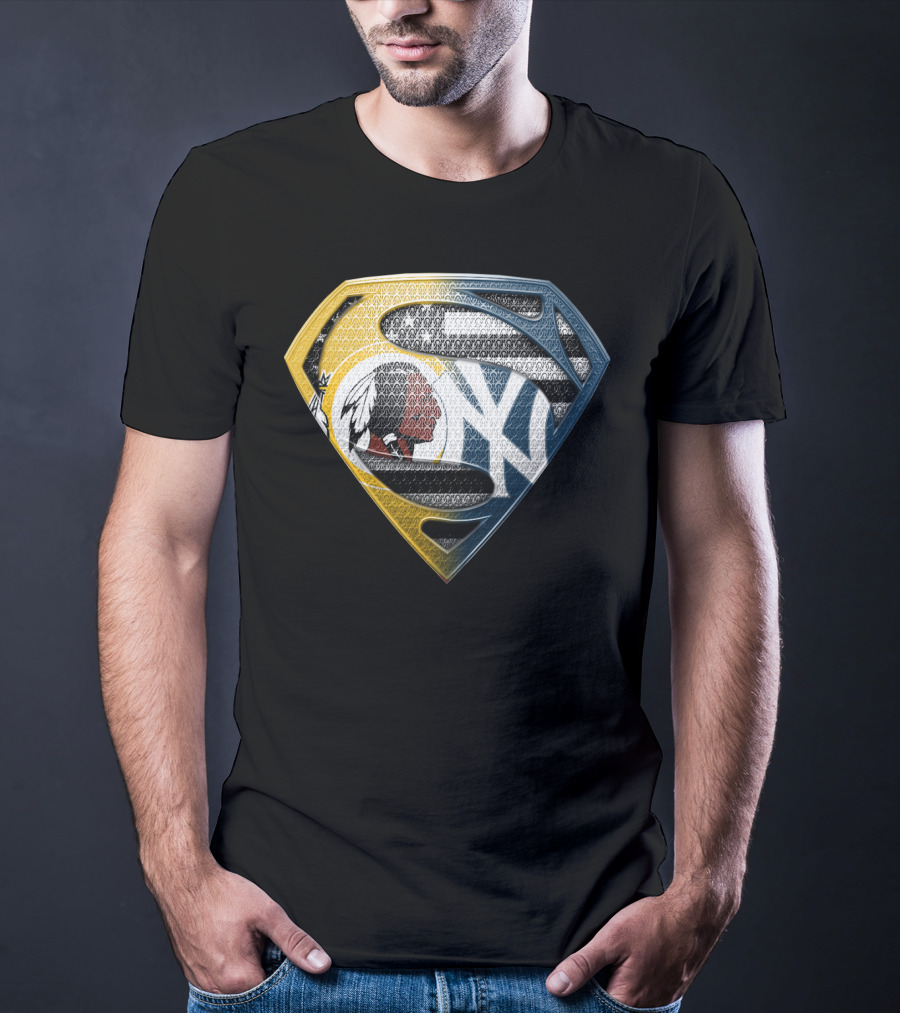 Superman Shield With Native American And Yankees Elements T-Shirt