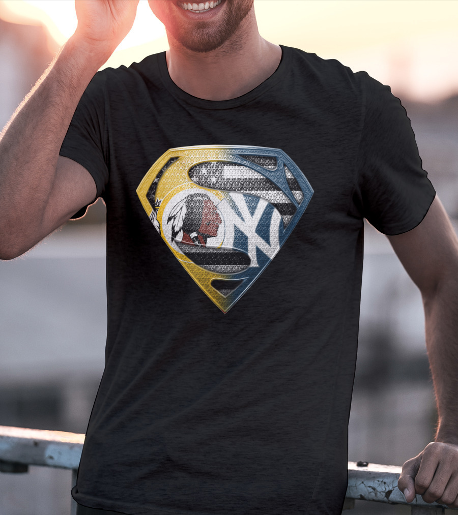 Superman Shield With Native American And Yankees Elements T-Shirt