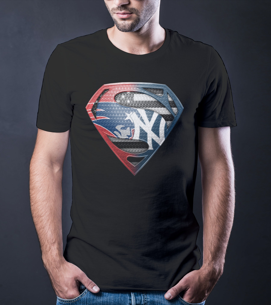 Yankees Superman Logo Fusion In Red White And Blue T-Shirt