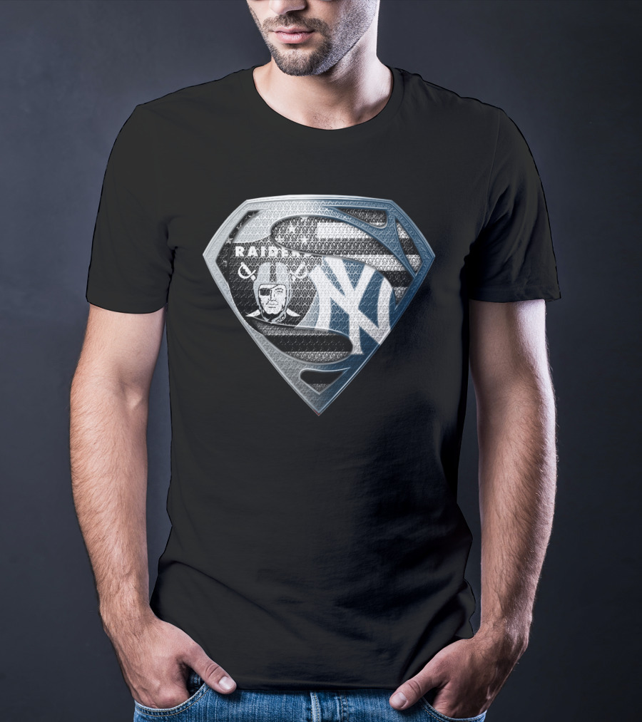 Raiders New York Yankees Superman Logo Fusion T-Shirt