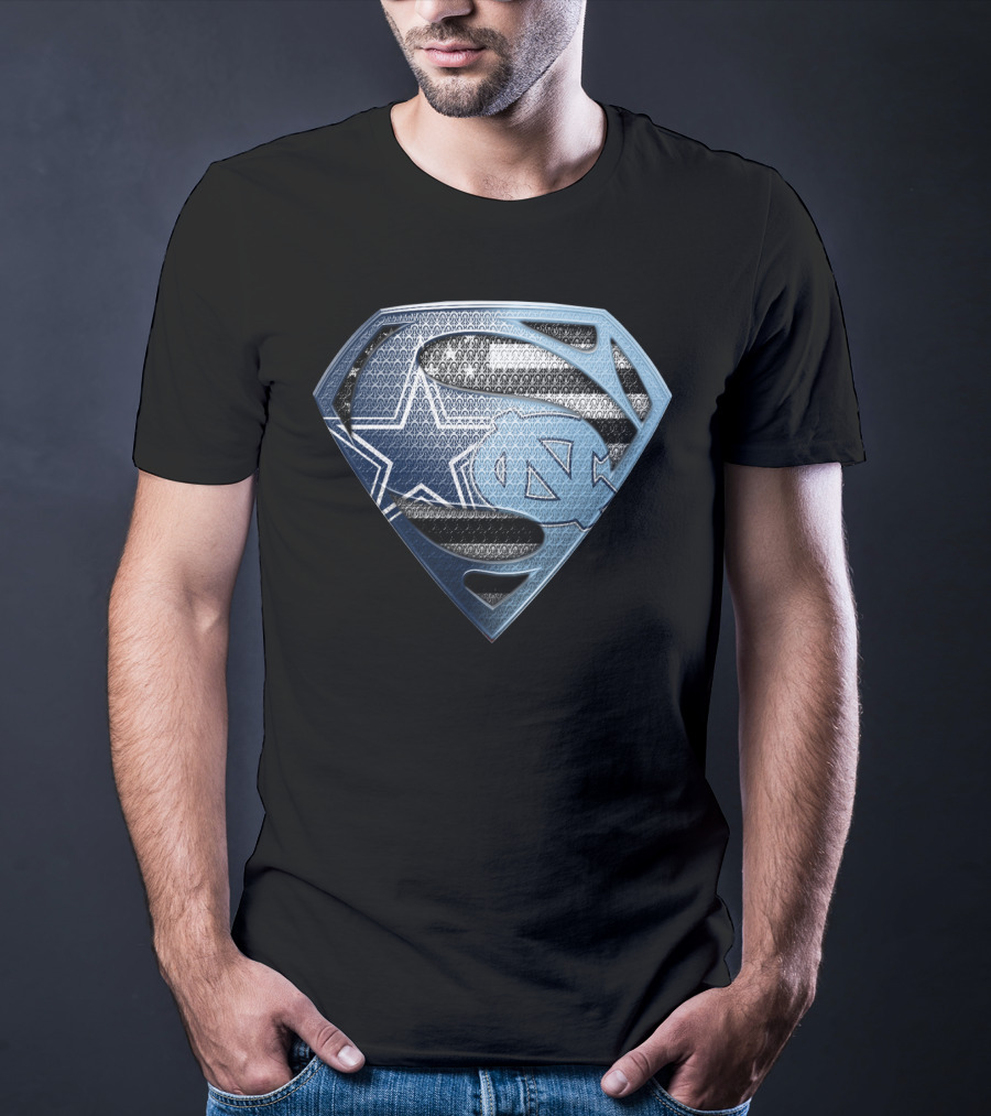 Dallas Cowboys North Carolina Tar Heels Superman Logo Fusion T-Shirt