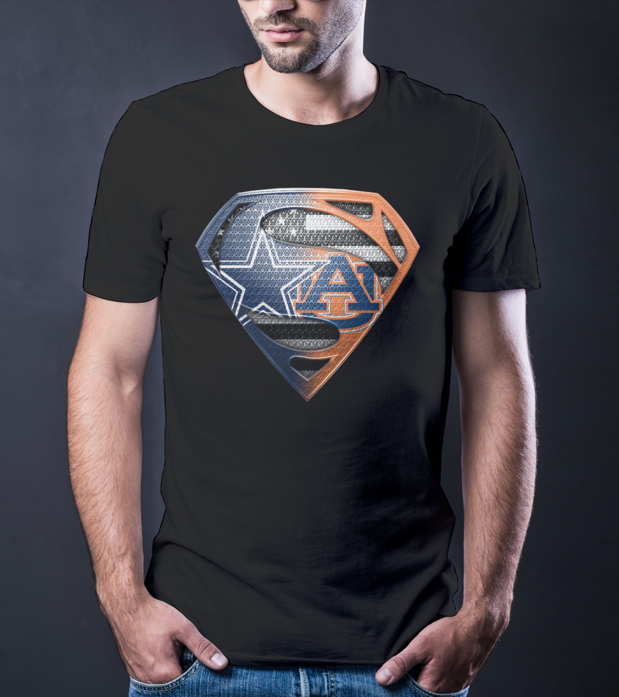Dallas Cowboys Auburn Tigers Superman Emblem Fusion T-Shirt