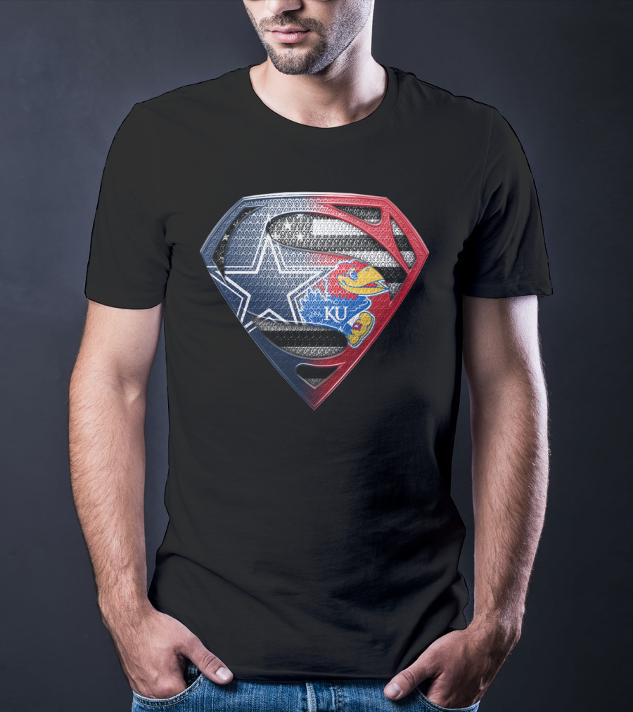 Superman Dallas Cowboys Kansas Jayhawks Ku Logo Mashup T-Shirt