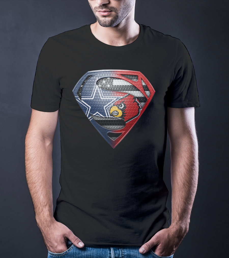 Dallas Cowboys Louisville Cardinals Superman Shield T-Shirt