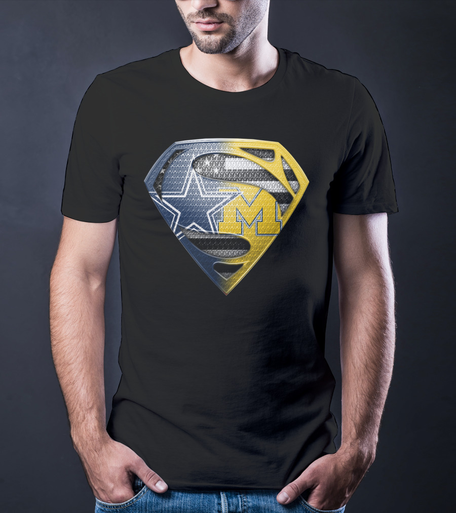 Superman Shield Dallas Cowboys Michigan Wolverines Logo Mashup T-Shirt