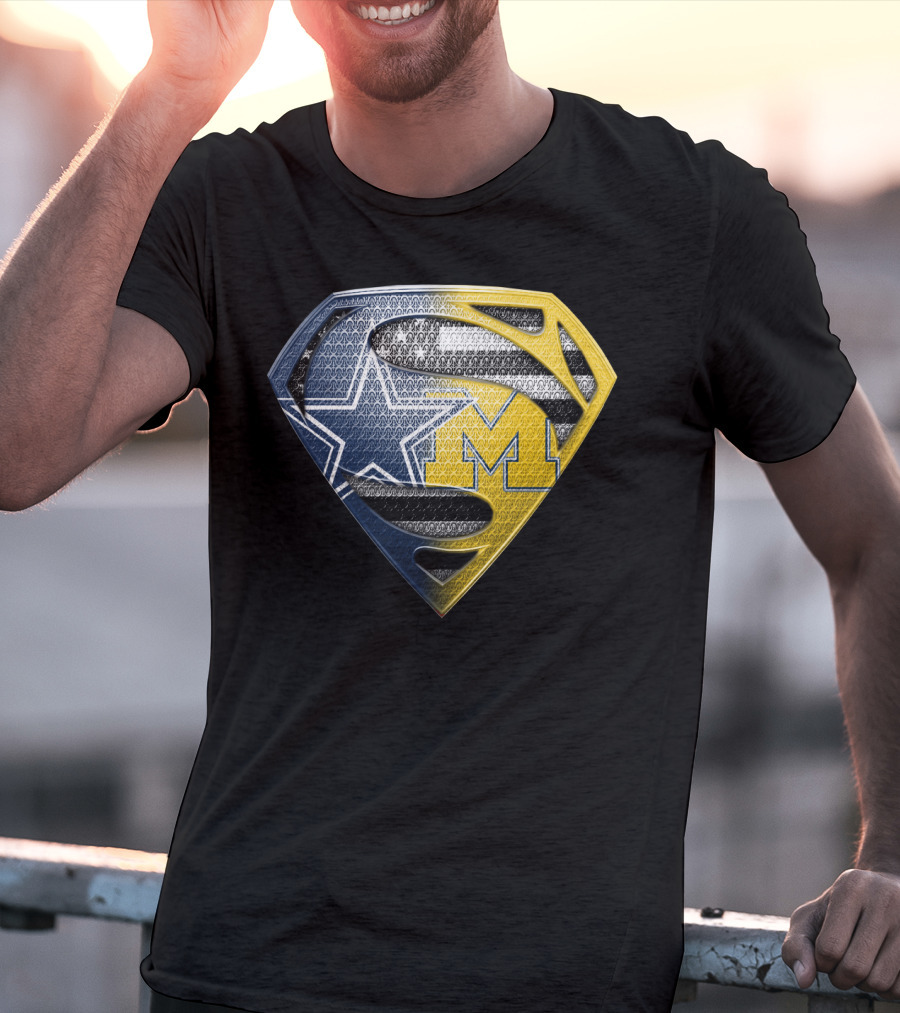 Superman Shield Dallas Cowboys Michigan Wolverines Logo Mashup T-Shirt