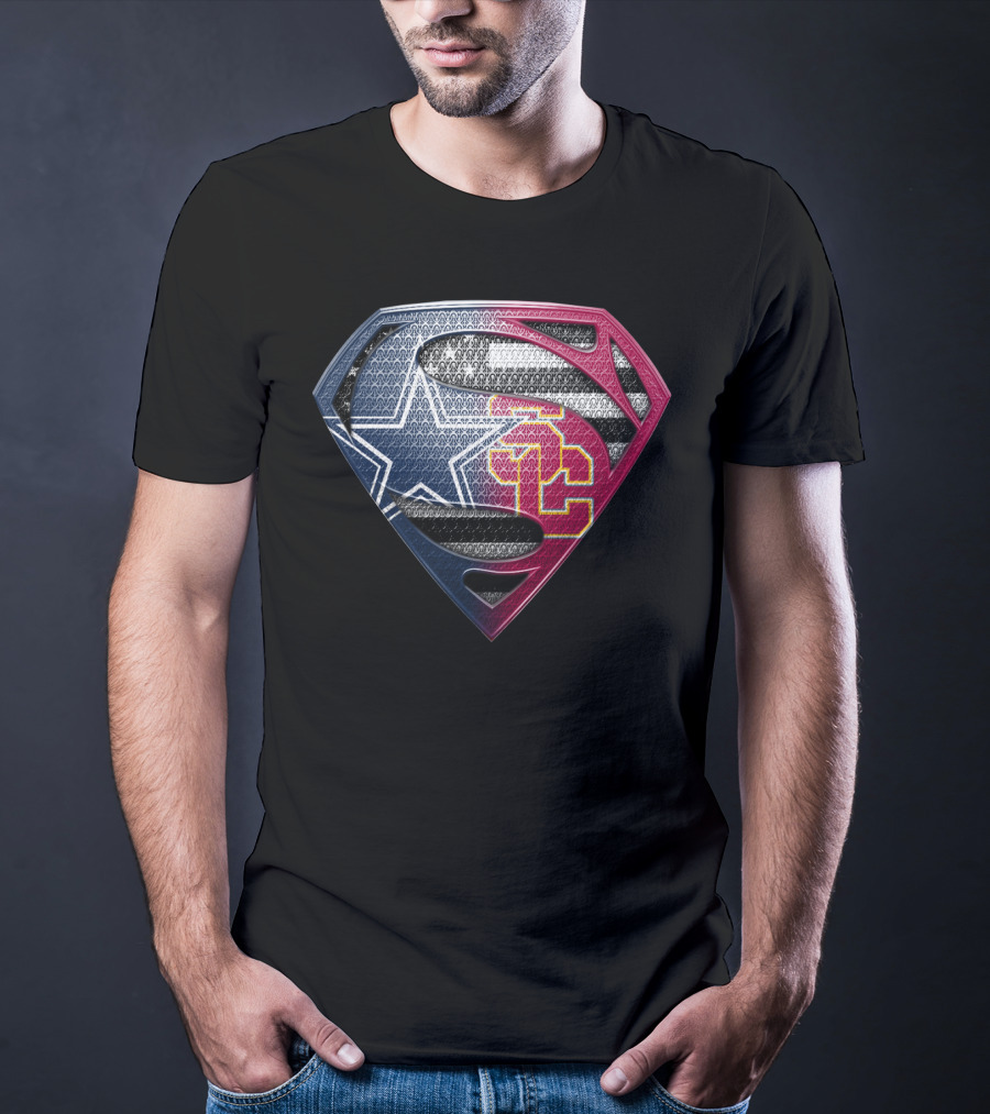 Dallas Star Los Angeles Trojans Superman Logo Fusion T-Shirt