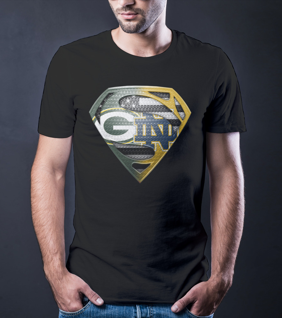 G Green Bay Packers Notre Dame Super Logo Fusion T-Shirt